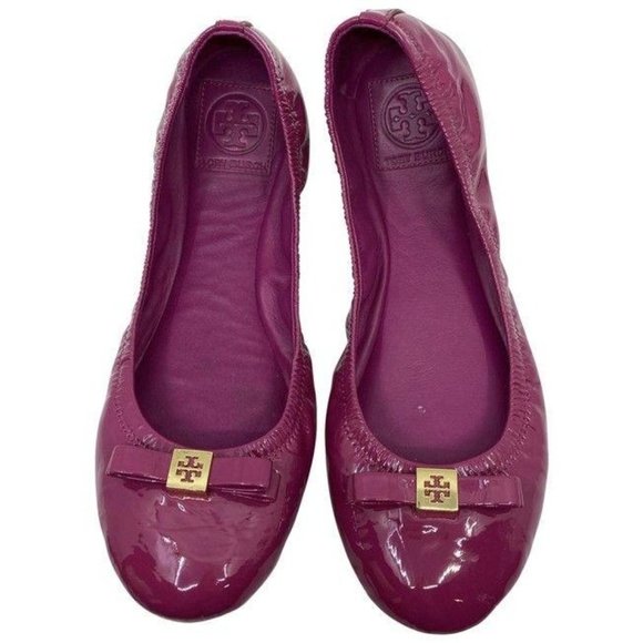 Tory Burch Shoes - tory burch fuchsia patent leather ballerina flats